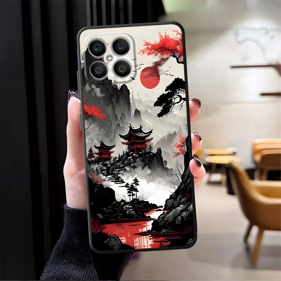 Funda Phone Cover Case for Honor X5b X6 200 400 Lite 70 X9a 90 8X X7 X8 Magic5Lite Ink Art Print Japanese Landscape Mountain