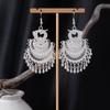 Bohemian Ethnic Miao Silver Tassel Earrings with Butterfly, Peacock, and Flower Design for Women – Long Dangle Jewelry for Travel Photos.