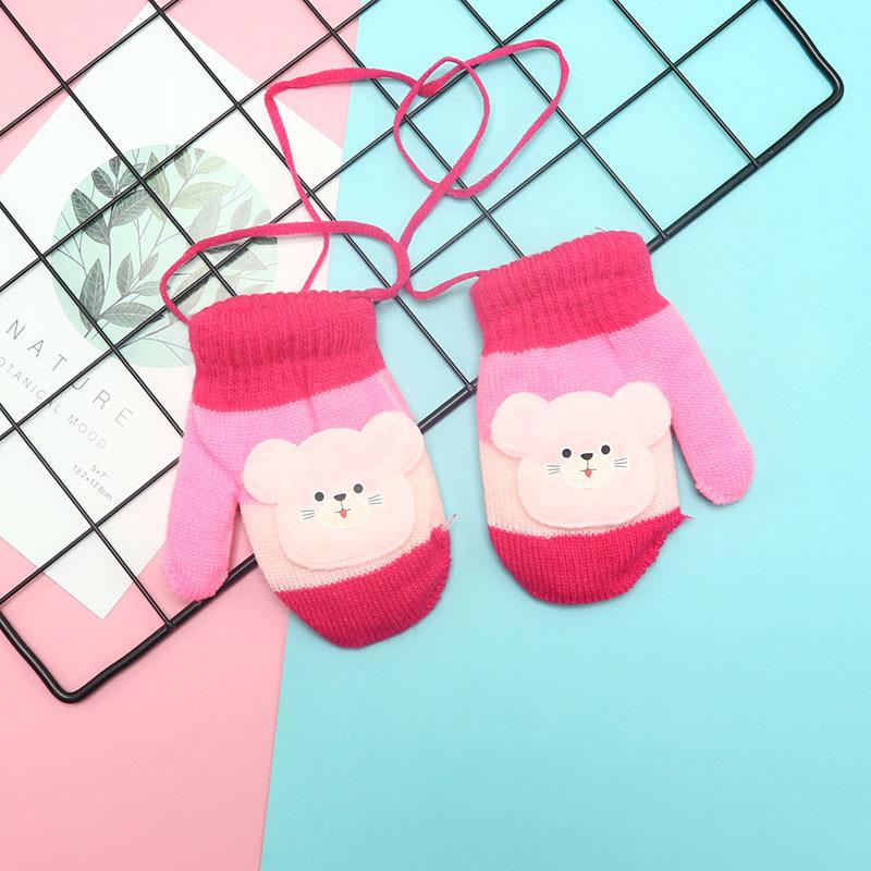 Nye søte tegneseriekattehansker Vinter tykk strikket Baby Barn Nyfødte votter Barn Holder Finger Varme Hansker for Baby 0-4 år gammel