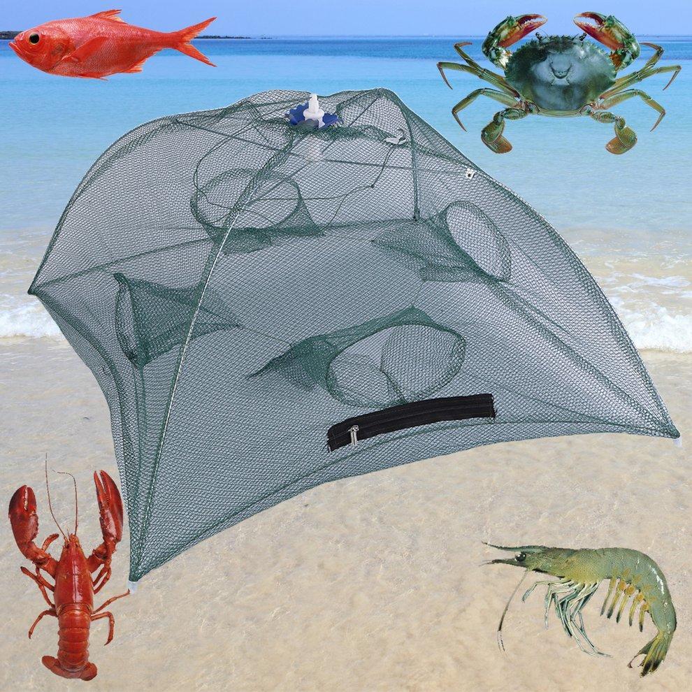 Fishing Bait Trap Cast Dip Net Cage Crab Fish Minnow Crawdad Shrimp Foldable FT
