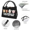 Don't Eat Animals Insulated Lunch Bag for Outdoor Picnic Waterproof Thermal Cooler Lunch Box Women