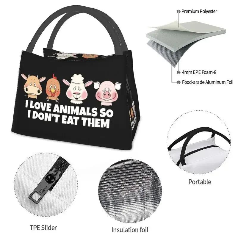 Don't Eat Animals Insulated Lunch Bag for Outdoor Picnic Waterproof Thermal Cooler Lunch Box Women