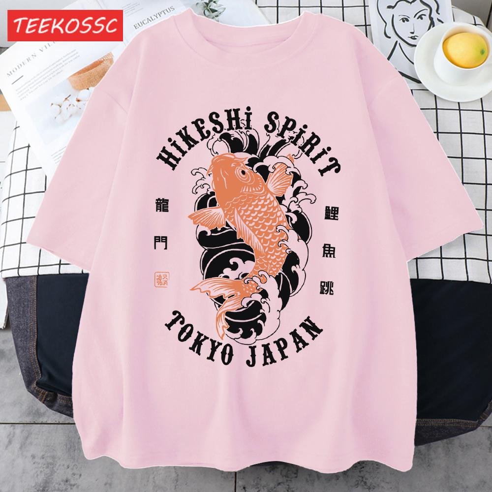 Hikeshi Spirit Tokyo Japan Print Tee Shirts For Man Cotton ONeck T Shirt Sport AllMatch Top Summer Male New Loose Short Sleeve