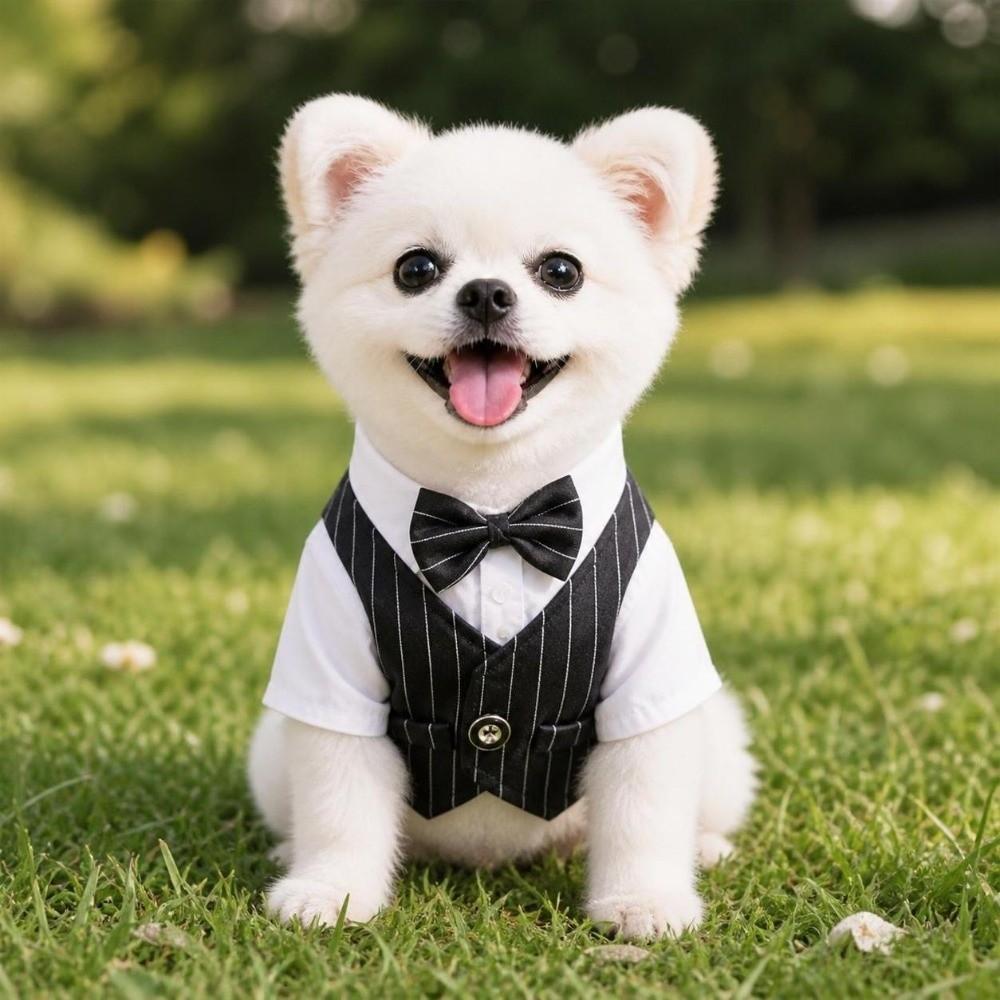 Button Closure Dog Wedding Suit Lightweight Small Dog Clothes Pet Tuxedo Outfit  Wedding Ceremony