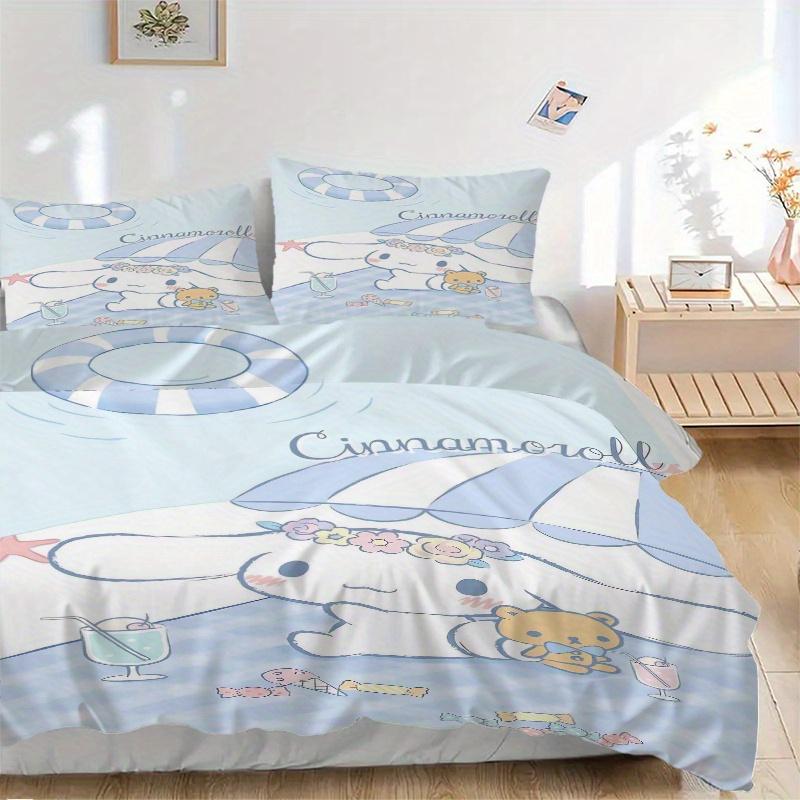 

3pcs Cinnamoroll Bedding Set - 1 Soft Quilt Cover + 2 Pillowcases, Machine Washable - Suitable for All Seasons, Perfect Gift for Family and 135x200cm