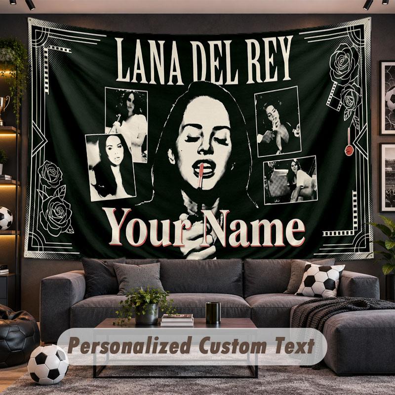 Wall Hanging Tapestry Custom NameLana Del Rey Pattern Personalized Printed Fabric Wall Decor