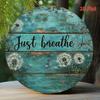 ANRRO Breathing Text Metal Sign Round Animated Inhale Exhale Wall Decor Rustproof Outdoor Garden Farmhouse