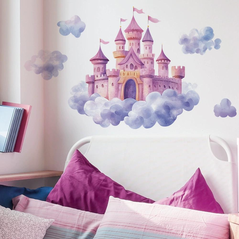 1PCS Fantasy Purple Butterfly Flowers Bedroom Living Room Wall Beautify Decorative Wall Sticker PVC Material Wall Decoration