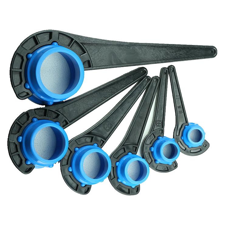 PE Quick Connect Pipe Fittings: Lock Nut Wrench, Tee, Straight, Elbow, Sizes 25-63