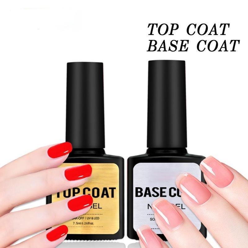 2PCS/SET Gel Polish Top Base Coat 7.5ml Soak Off UV LED Gel Nail Art Polish Transparent Fingernail Gelvarnish