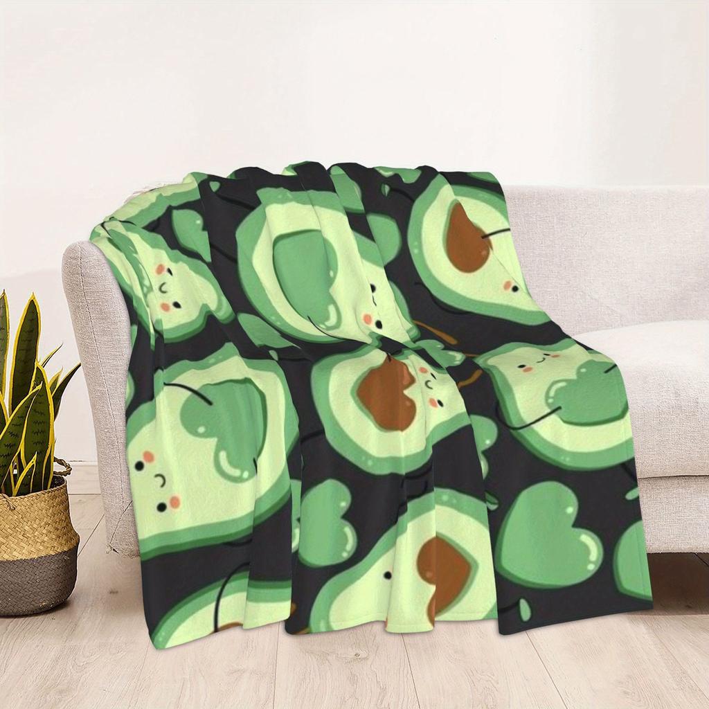 Cartoon Avocado Blanket Flannel Multi-Functional Towel Quilt Four Seasons Air Conditioner Blanket Lunch Break Shawl Fleece Blanket