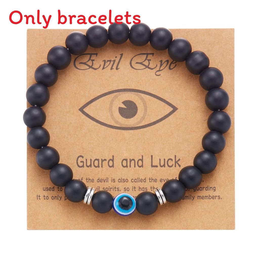 Fashion Frosted Bead Bracelet With Blue Eyed Design For Unisex Gift