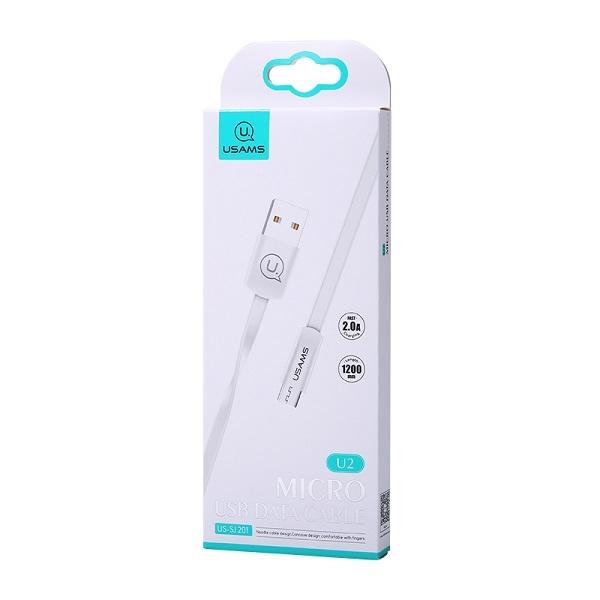Usams Kabel Płaski U2 Microusb 1,2Mbialy/White Sj201Mic02 (Us-Sj201)