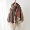 Simple Imitation Cashmere Contrasting Colors Warm Shawl Scarf Autumn And Winter Plaid Fashion Versatile Fringed Commuter Scarf