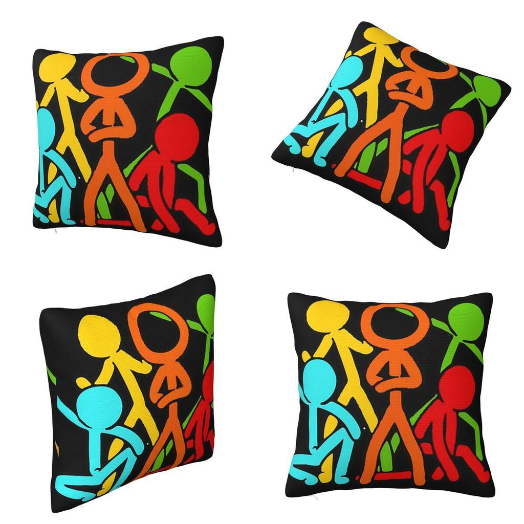 Five Stick Figures Alan Becker Gaming Square Pillowcase Cushion Cover Pillow Case Throw Pillow Cover for Home Bedroom Car