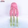 Anime Mitsuri Kanroji Cosplay Wig Long Pink Green Braid Heat Resistant Hair Authentic Cosplay Wigs + Wig Cap