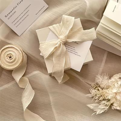55.1Inch Trendy Bubble Pleated Ribbon, Used For Gift Wrapping, Soft Fabric Bows And Large Floral Wrapping Tape