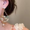 Silver Needle Rhinestone Pearl Geometric Ear Studs - Retro High-End Earrings with Unique Personality