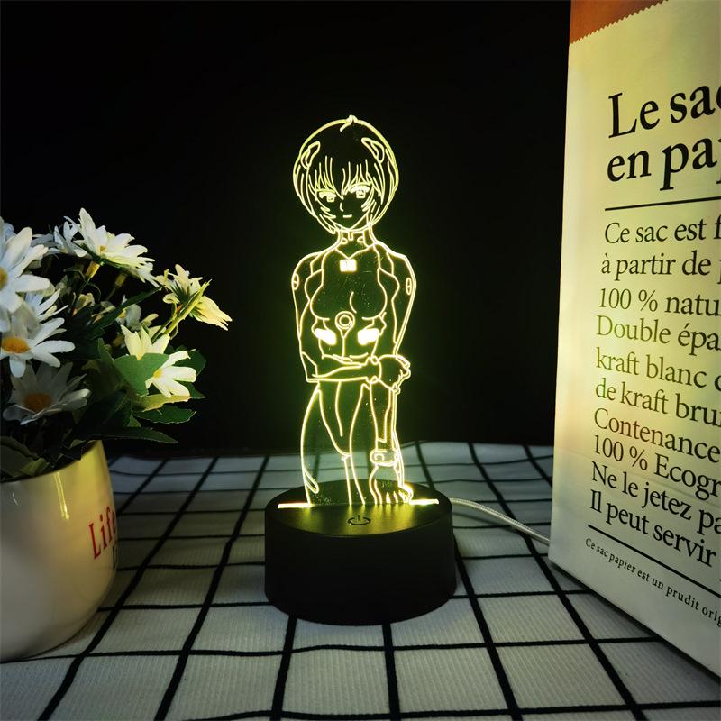 Lumină de noapte LED Neon Genesis Evangelion: Figura colorată din acrilic 3D cu telecomandă la atingere