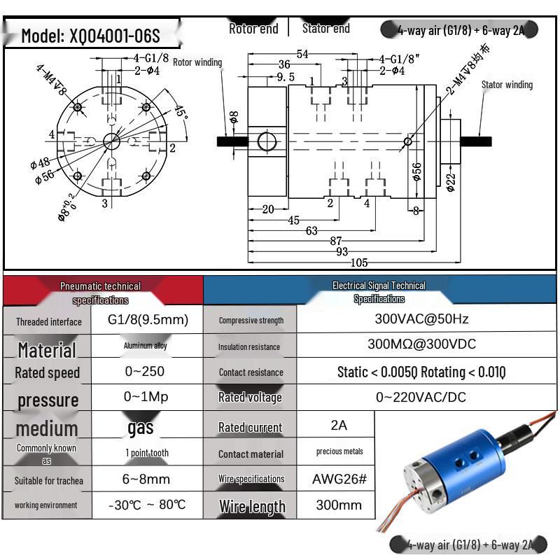 High-Speed 360° Pneumatic-Electric Slip Ring with Multi-Channel Gas-Liquid Integration