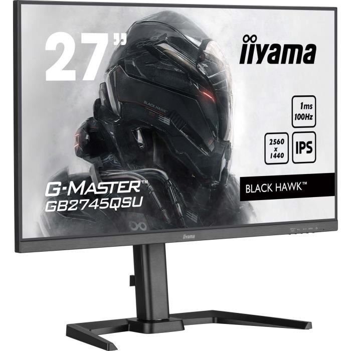 Ecran PC Gamer - IIYAMA - 27" - QHD - 100Hz - Dalle IPS - 1ms - Ajustable en hauteur - GB2745QSU-B2