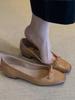 Sheepskin leather shoes French retro bow flat bottom shallow mouth commuting single shoes women's one-pedal grandma shoes ladyshoes