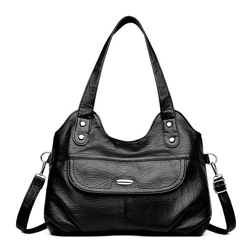 New women's medium mother bag large capacity washed leather fashion shoulder portable messenger bag casual women's bag