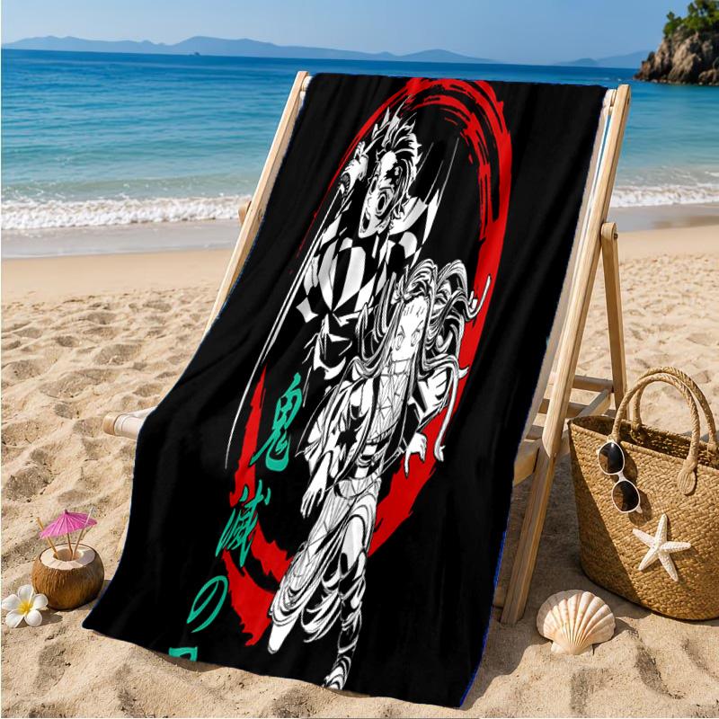 Powerful Demon Anime Beach Towel Microfiber Beach Towel, Lightweight and Quick-Dry, for Summer Travel, Swimming Pool Fan Birthday Gift