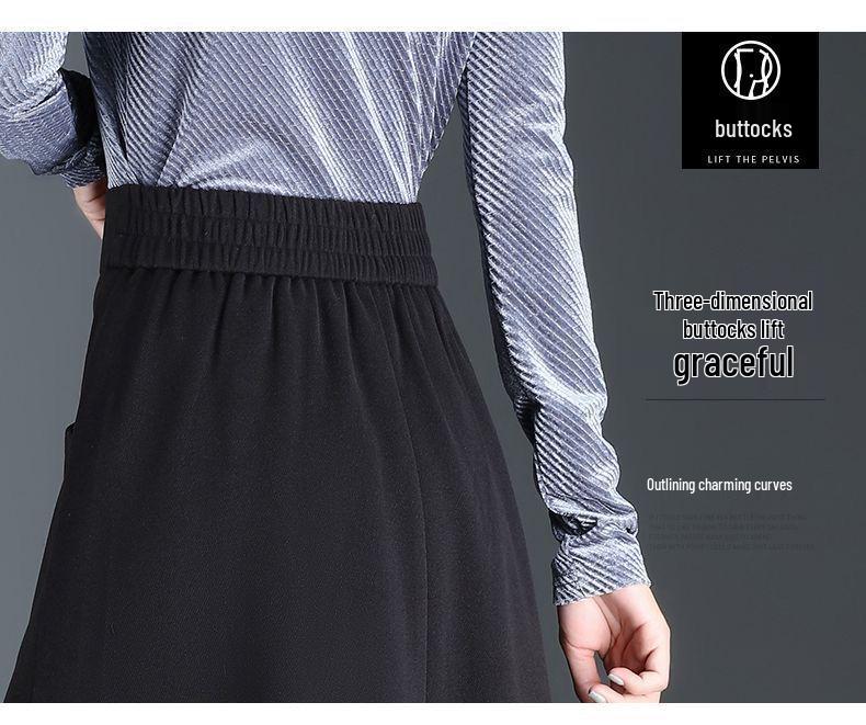 Woll-Midirock in A-Linie mit Falten für Damen - Kollektion Frühling, Herbst, Winter 2025