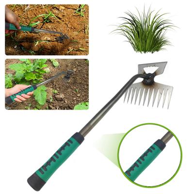 Multifunctional Weeder Tool with Non-Slip Handle Sharp Tines Design Rustproof Weeding Artifact Uprooting Weed Remover Tool