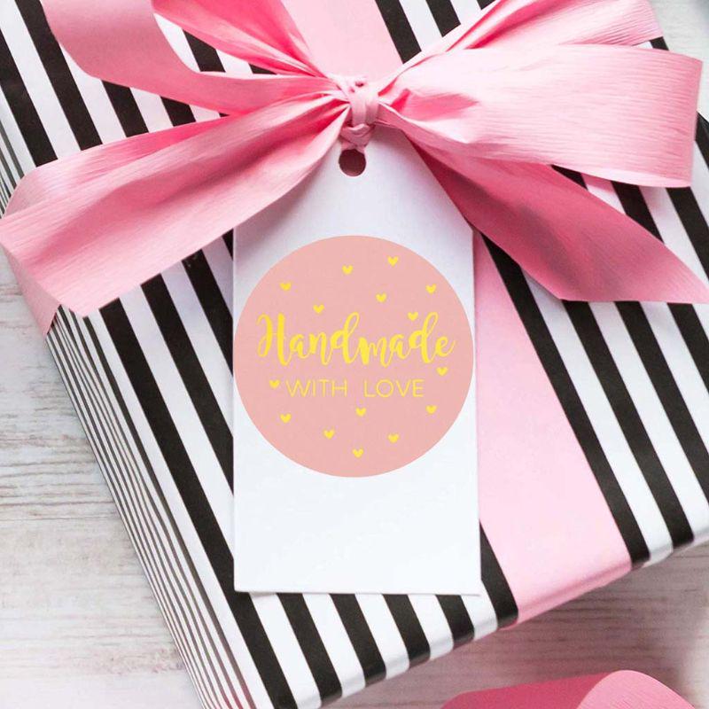 500pcs/roll Pink DIY Handmade Thank You Stickers Wedding Package Seal Labels 500pcs/roll Pink DIY Handmade Thank You Stickers Wedding Package Seal Labels