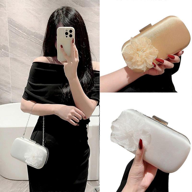 Stylish Flower Handbag for Women Shoulder Bag Evening Clutch Perfect for Parties and Weddings  Gold