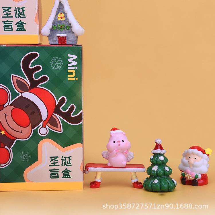 Creative Christmas Blind Box Doll Santa Claus Elk Snow House Christmas Tree Cartoon Model Micro Landscape Ornament Toy