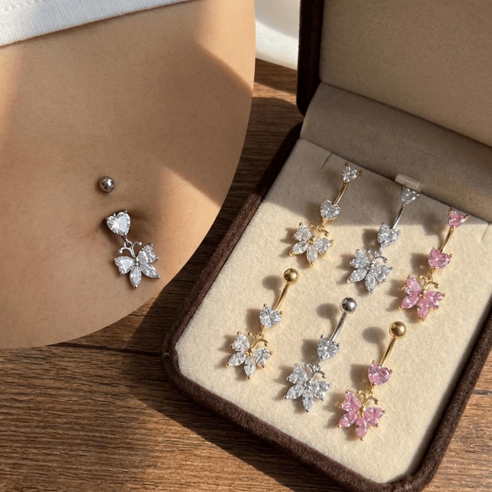 Zircon Navel Piercing Rings Delicate Belly Clicked Piercing Butterfly Belly Button Rings  Beach
