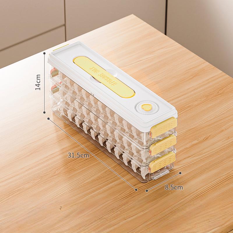 Narrow-Edge Food-Grade Multi-Layer Dumpling Storage Box with Non-Stick Bottom, Fresh-Keeping, Sealed for Refrigerator Side Door.