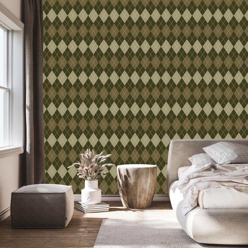 Autumn Plaid Wallpaper Yellow and Beige for Living Room and Bedroom 50x1000