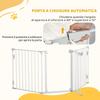 Self-Closing Dog Gate with Locking System, Metal and Plastic, 180x74.5 Cm, White