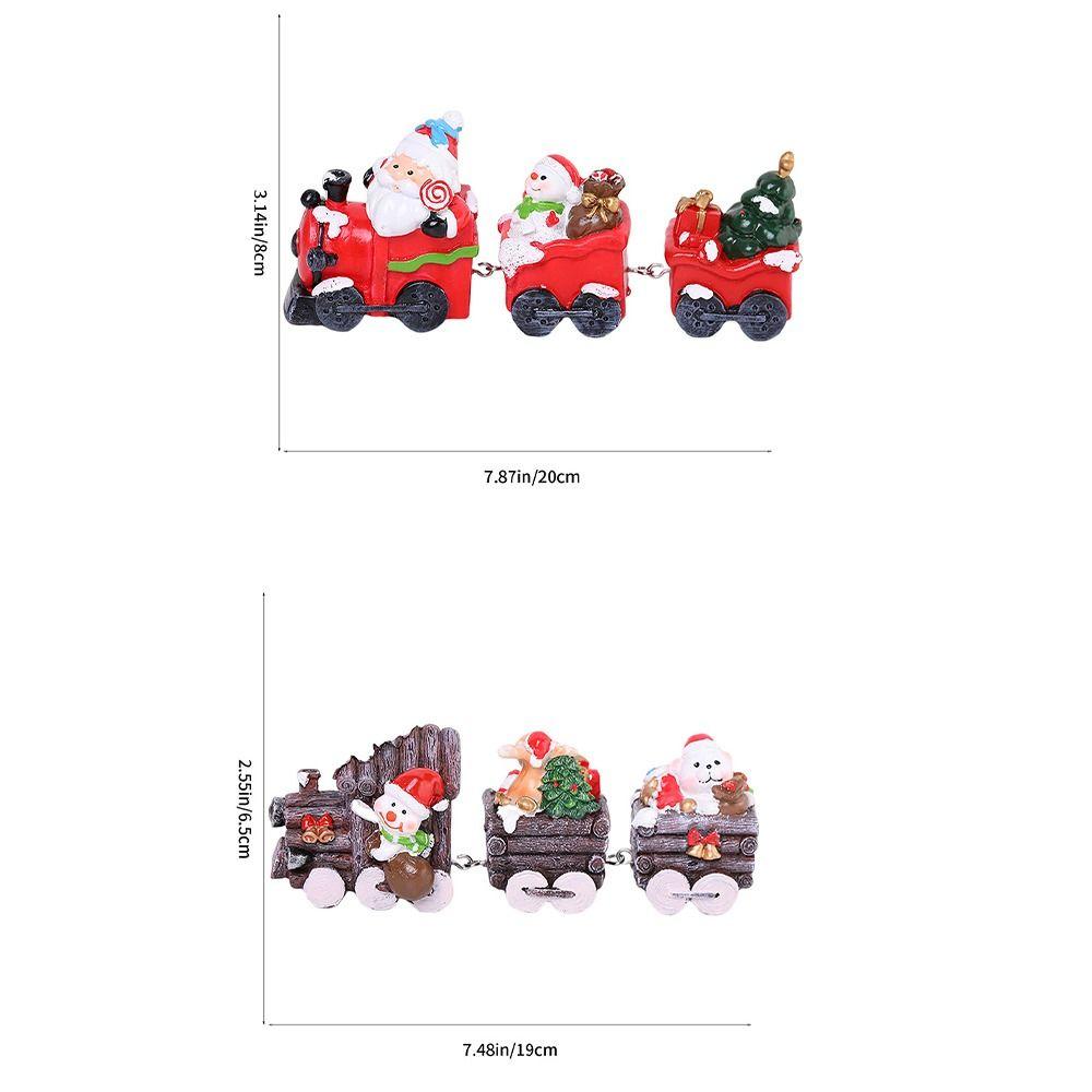 Resin Santa Claus Train Statue Cute Miniature Figurine Sculpture  Birthday