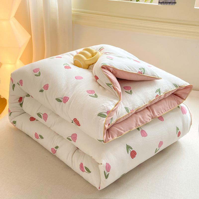 Antybakteryjna kołdra sojowa klasy A: Drukowana Gruba Bawełniana Kołdra do Akademików - Kontrolująca Temperaturę Zimowa Ciepło