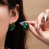 French Court Style Light Luxury Earrings Women'S High-End Sense Retro Green Gem Stud Earrings Temperament Exquisite Earrings