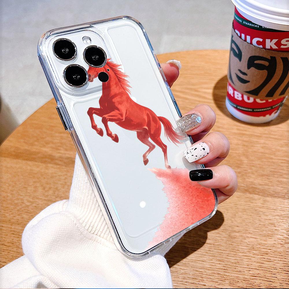 Red Horse Rearing on Rock Phone Case for Xiaomi Redmi Note 15 14 13 12 11 10 9 8 7 Pro Plus Soft Shockproof Protective Cover