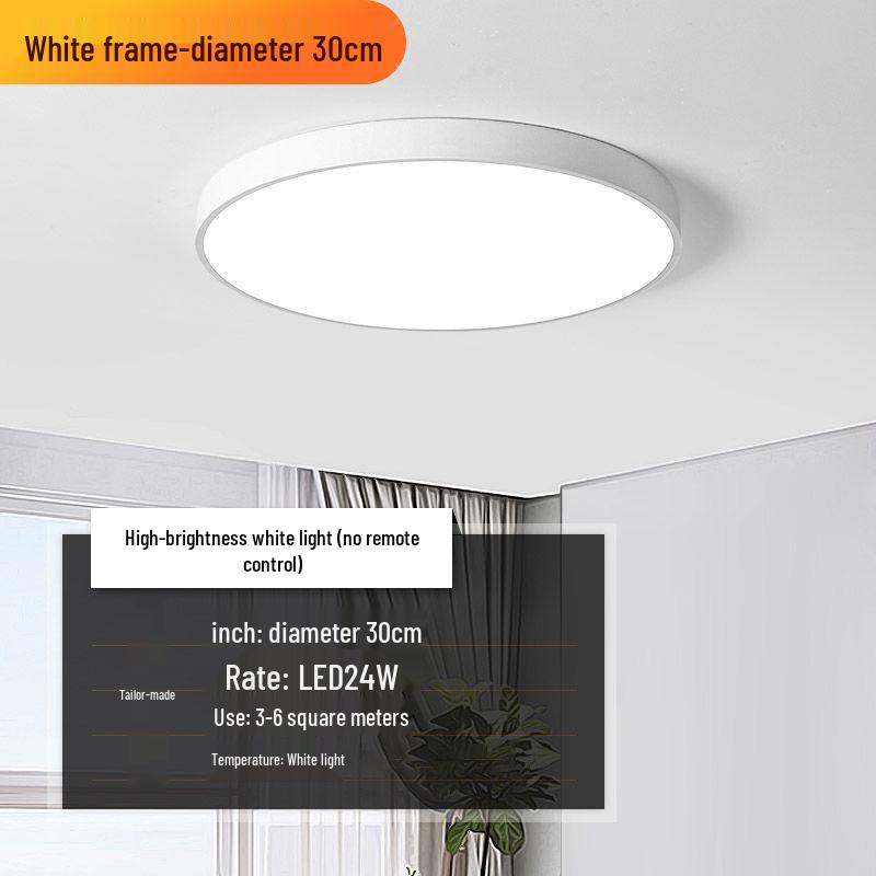 

Slim LED Ceiling Light - Modern Nordic Style for Bedroom, Living Room, Corridor, and Kitchen Balcony. Simple White Metal Frame