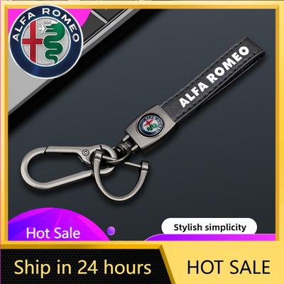 Car Stickers For Alfa Romeo Leather Car Logo Key Chain Keyring Auto Interiors Accessories For Alfa Romeo 4C 159 166 Spider Giuli