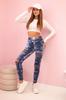 Women's Cotton Jeans Leggings with Distressing
