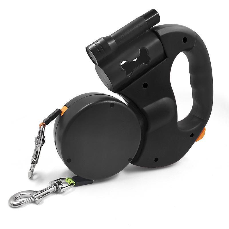 

Dual Dog Leash with LED Flashlight - Automatic Retractable and Double-Headed Design Box Packaging