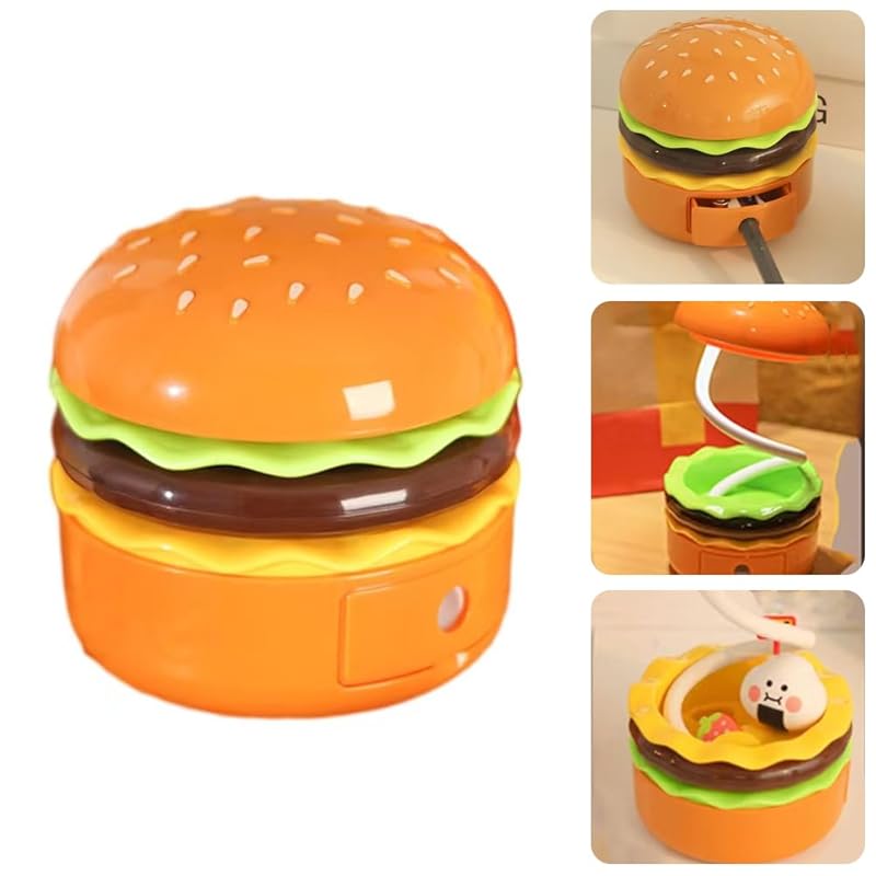 

LED Charging Hamburg Stand, Idea Children s Toy Light with Pencil Sharpener, Warm white eye protection bed headlight, work and study desktop