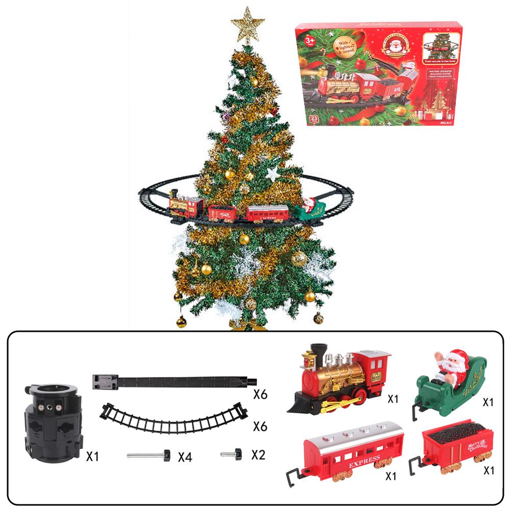 

Christmas Steam Train Set Electric Hanging Train Toy With Sound Light Railway Tracks For Kids Gift Home Decorations-No Tree