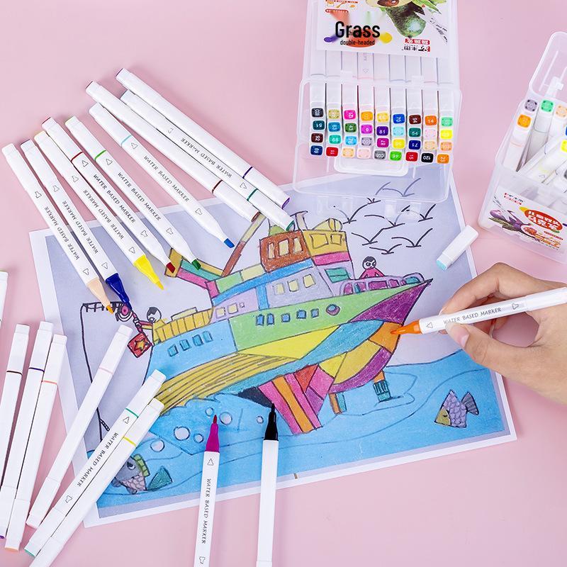 24/48-Color Double-Tip Water-Based Markers for Elementary Students' Drawing, Children's Art Supplies