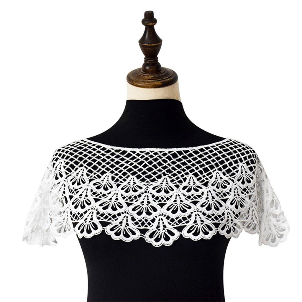 Fashion Lace Shoulder Wrap with Embroidered Detail Breathable Hollow out Faux Lace Shawl Collar for Stylish Women