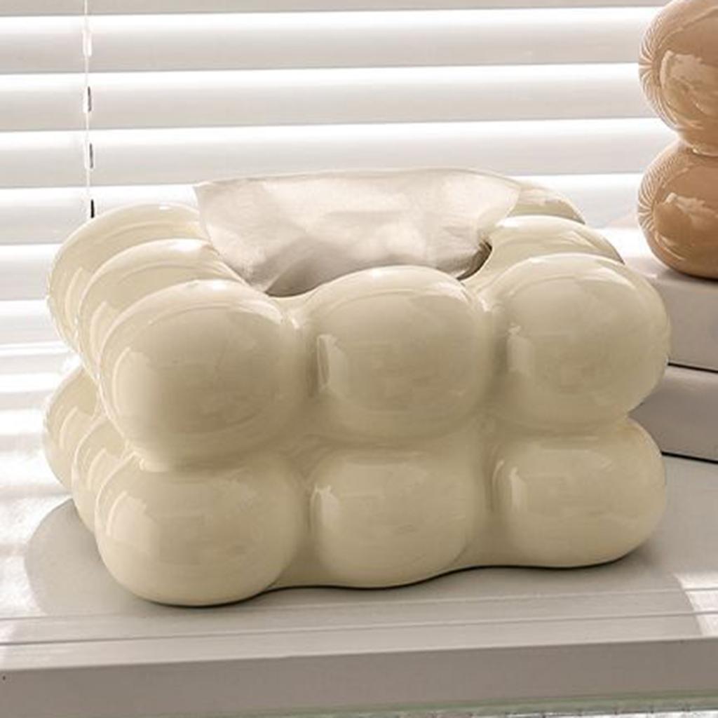 Facial Tissue Holder Non Slip Ceramic Tissue Box Cover Tissue Dispenser for Living Room Home Household Kitchen Countertop